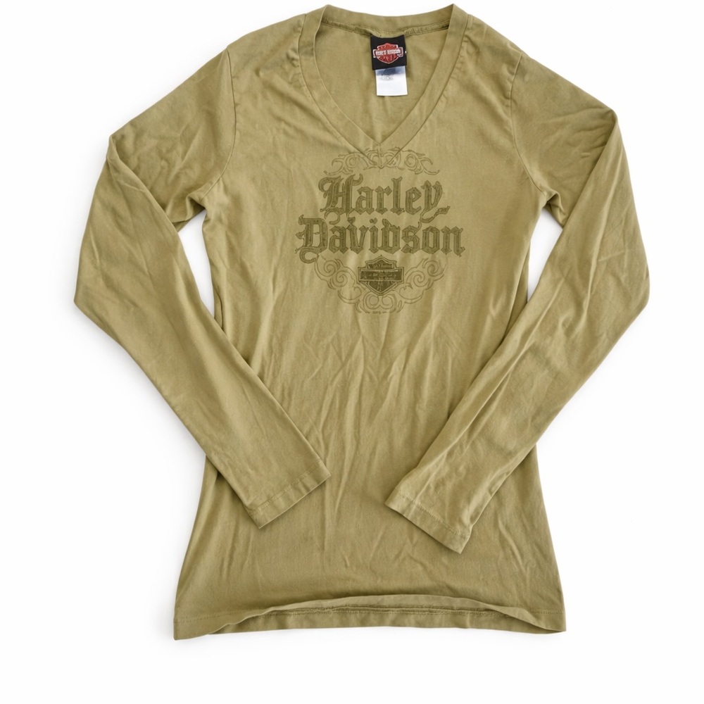 Harley Davidson Ladies Long Sleeve Green T-shirt